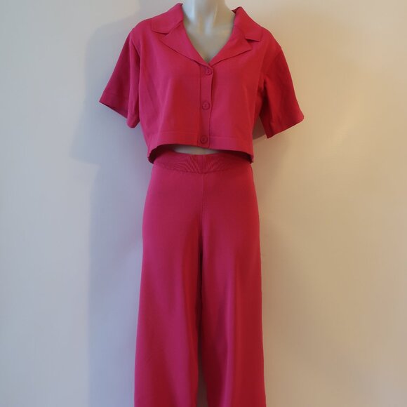 NWT Womens Endless Rose Sanctuary Hot Pink Loungewear Knit 2 Pc Set Top Pants M - Picture 5 of 13